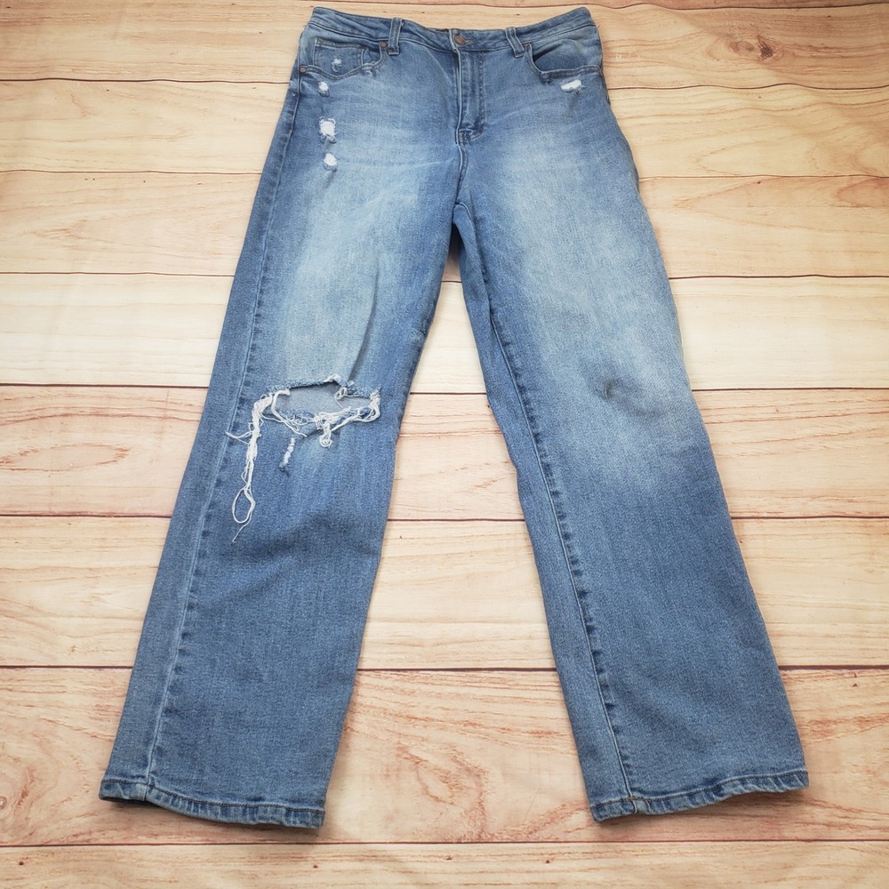 BCBGeneration Jeans Women 11/30 Medium Wash Blue‎ Skater Straight Distressed
